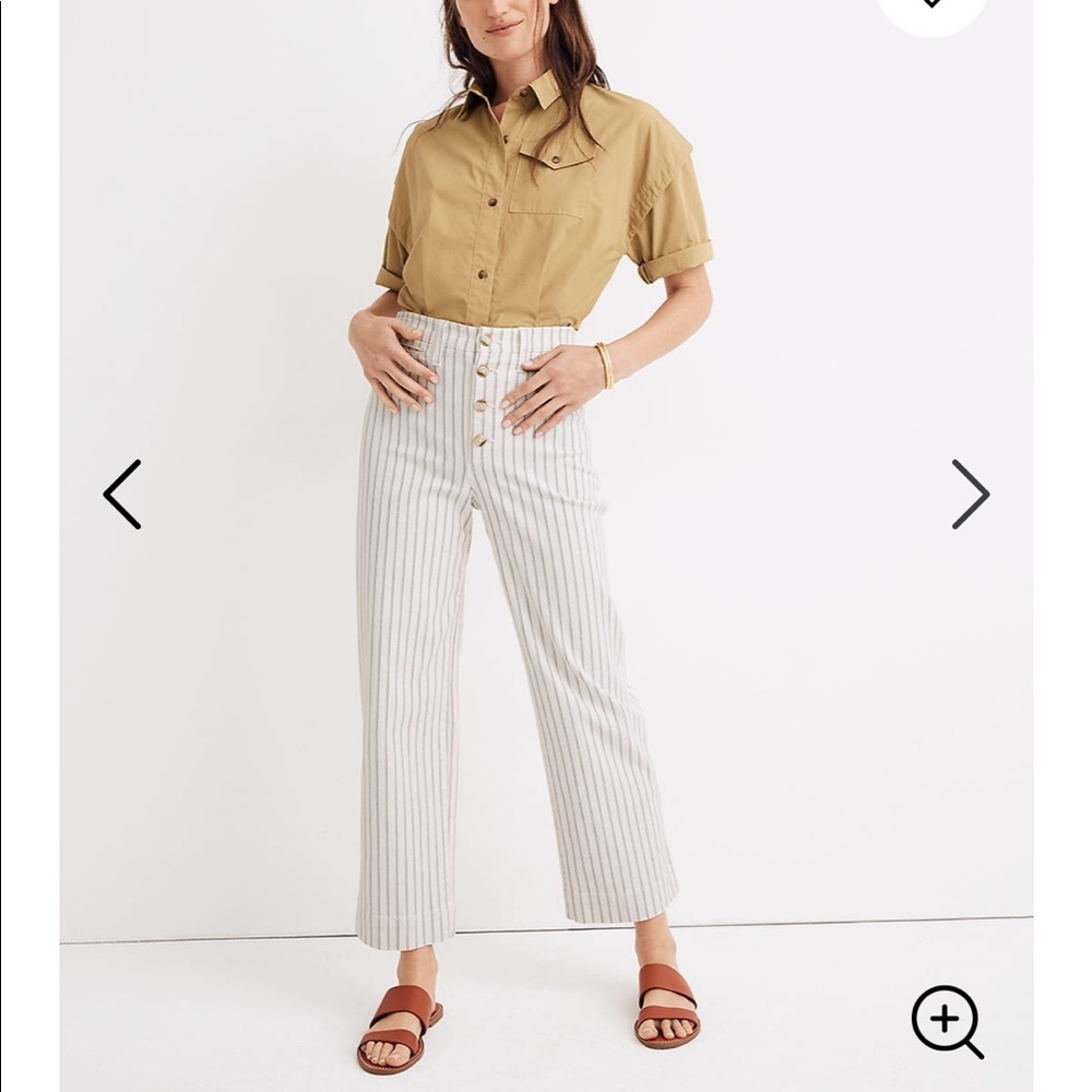Madewell Wide-Leg Crop Pants in Indigo Stripe